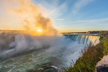 Sunrise at Niagara Falls. View from the Canadian side