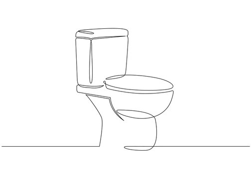 recommend clip art: One continuous drawn single art line doodle sketch toilet
