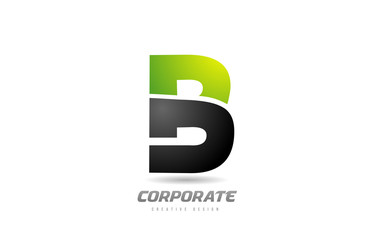 black green logo letter B alphabet design icon for business