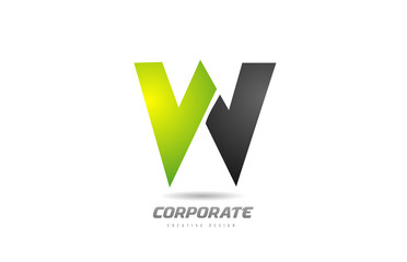 black green logo letter W alphabet design icon for business
