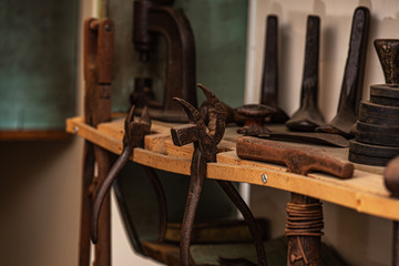 recreated lifestyle of people from Kent, metal workshop equipment, shop supplies, United Kingdom