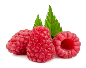 Raspberries isolated on white. Macro