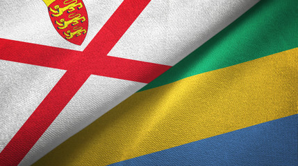 Jersey and Gabon two flags textile cloth, fabric texture