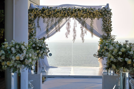 Beautiful photo of the Jewish Hupa , wedding putdoor .