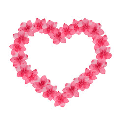 Heart of petals of roses isolated on white