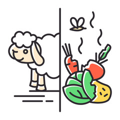 Cain and Abel Bible story color icon. Offering for God. Flock and crop sacrifices. Religious legend. Christian religion, holy book scene plot. Biblical narrative. Isolated vector illustration