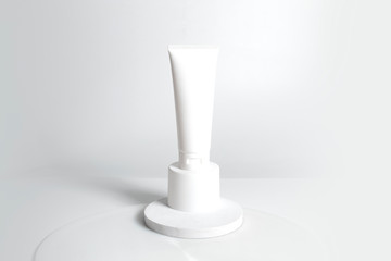 beauty spa medical skincare and cosmetic lotion cream serum oil mockup bottle packaging on white decor background, collagen healthcare medicine concept