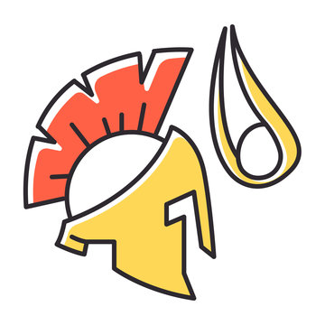 recommend clip art: David and Goliath Bible story color icon. Legendary giant warrior helmet. Religious legend. Christian religion, holy book scene plot. Biblical narrative. Isolated vector illustration