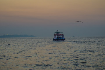 A beautiful seascape in Arabian sea while on a boat trip to Elephanta caves from Gateway of India