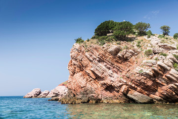 Fototapeta premium Coast of Adriatic sea. Water and mountains in Montenegro.