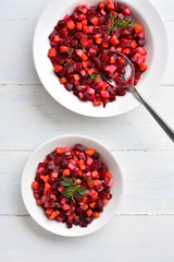 Beet salad in bowl