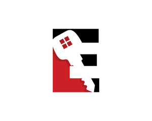 Letter E With Key Logo Vector 001
