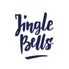 Fototapeta premium Jingle bells text, hand drawn brush lettering. Holiday greetings quote isolated on white. Great for Christmas gift tags and labels
