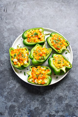 Baked green bell peppers
