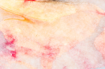 Red, yellow and orange  dye bleeding on Japanese traditional calligraphy paper