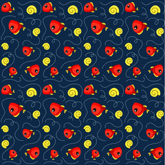 vector cute cartoon fish pattern