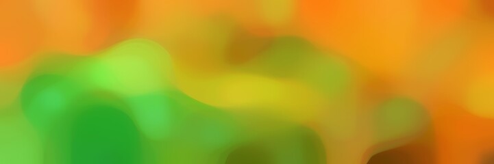 blurred bokeh horizontal background texture with golden rod, lime green and moderate green colors and free text space