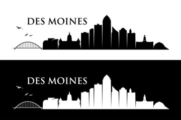 Des Moines skyline - Iowa, United States of America, USA - vector illustration