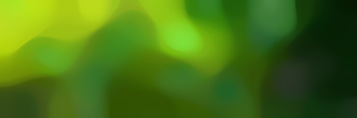 smooth iridescent horizontal background bokeh graphic with dark olive green, yellow green and very dark green colors and space for text or image