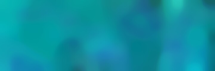 blurred bokeh horizontal background graphic with dark cyan, light sea green and teal colors and free text space