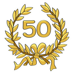 Ehrenkranz 50 Jahre gold von Hand gezeichnet