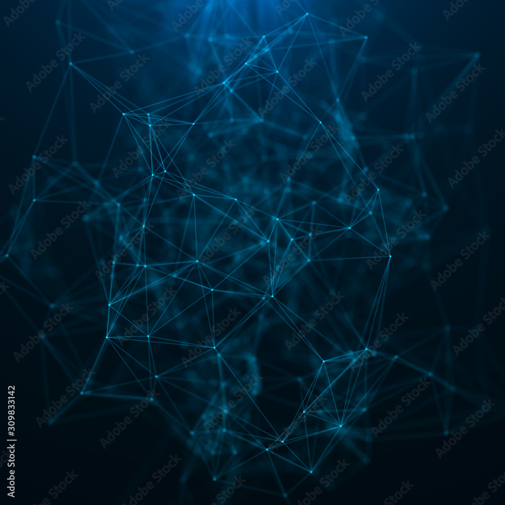 Poster abstract blue digital background. big data visualization. science background. big data complex with 