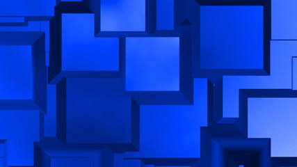 blue abstract background with squares , empty space for text or bran logo, wallpaper 3d illustration
