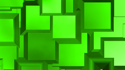 green abstract background with squares , empty space for text or bran logo, wallpaper 3d illustration