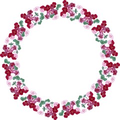 beautiful multicolored ornament wreath of flowers on white background for holiday decors