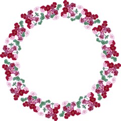 beautiful multicolored ornament wreath of flowers on white background for holiday decors