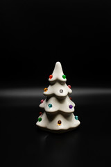 ceramic christmas tree with black background