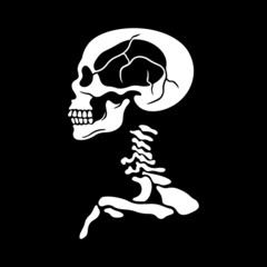 White skeleton on black background