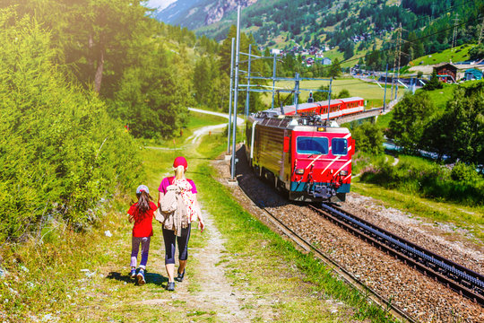 train in the mountains of switzerland