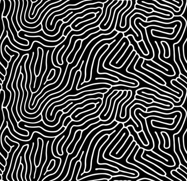 Vector seamless maze pattern. Organic irregular rounded lines. Abstract background.