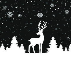 Reindeer and christmas trees