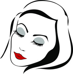 vector illustration of relaxed female face with closed eyes