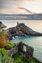Church of St. Peter on the Rocks in Portovenere, Catholic Church on the Cape in the Ligurian Sea