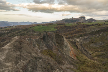 Fototapeta na wymiar Fantastic places in Marecchia Valley, with the old fortres of Maioletto and San Leo