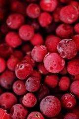 Frozen red cranberries for cooking close up 