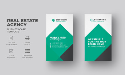Vertical Green Real Estate Business Card | Creative Business Card