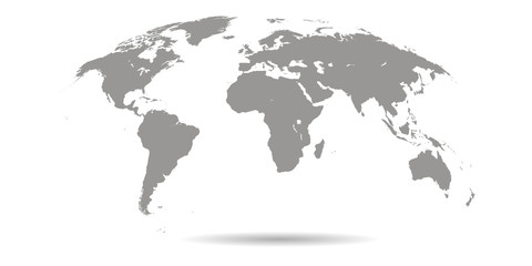 Vector world map. Grey color. 3d graphic background.