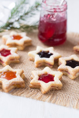 Star cookies with berry jam