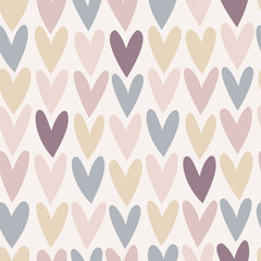 Vektornahtloses Muster mit bunten Herzen. Kreativer skandinavischer kindlicher Hintergrund zum Valentinstag