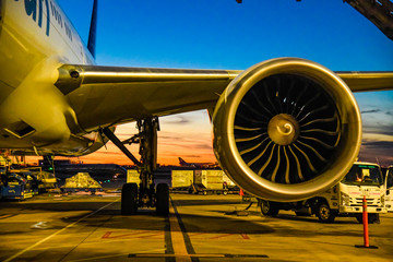 airline jet engine close up