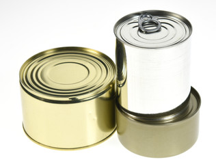 tin cans isolated on white background