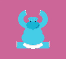 Obraz na płótnie Canvas Hippo ballerina. hippopotamus Ballet. Sea cow in ballet tutu dancing. vector illustration