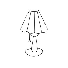 A hand drawn vector illustration of bedside table lamp, symbol of family and home comfort