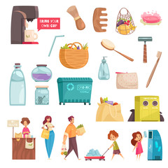 Waste Sorting Icons Set