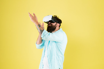 Gun gesture. Play game. Gaming hobby. Cyber gaming. Require additional external hardware to run. Comfortable design for gaming. Shooting gallery. Man virtual reality headset. First person shooter