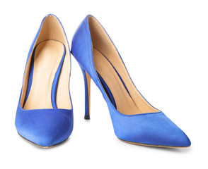 Stylish female shoes on white background